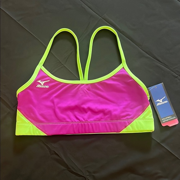 Mizuno Women's Pink and Green Volleyball Sports Bra, Large - Picture 1 of 4